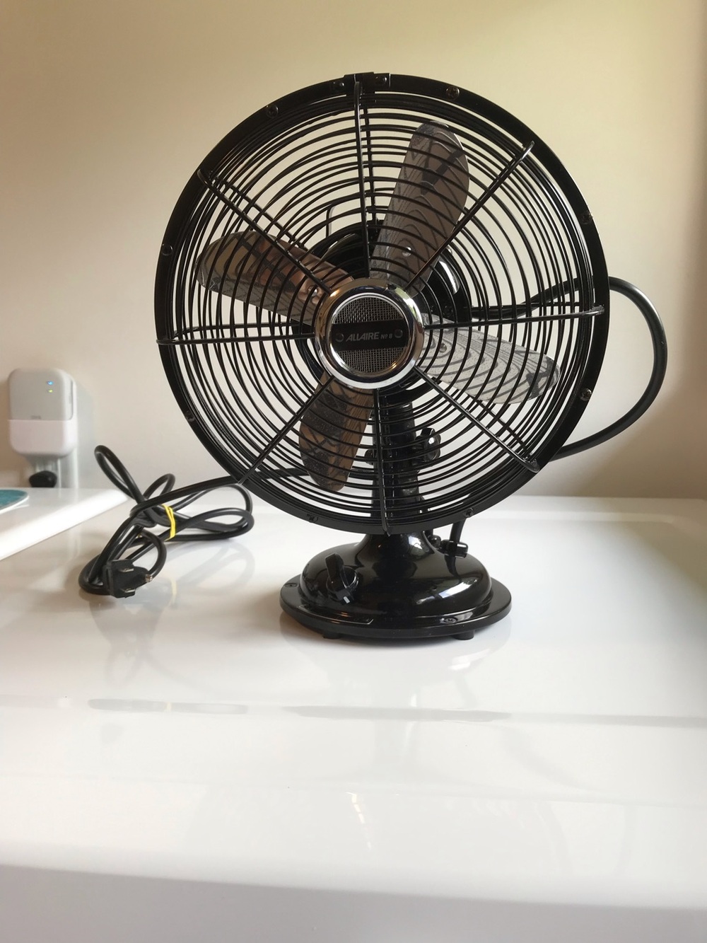 Restoration Hardware Allaire No 8 Black Small Tabletop Desktop Oscillating Fan
